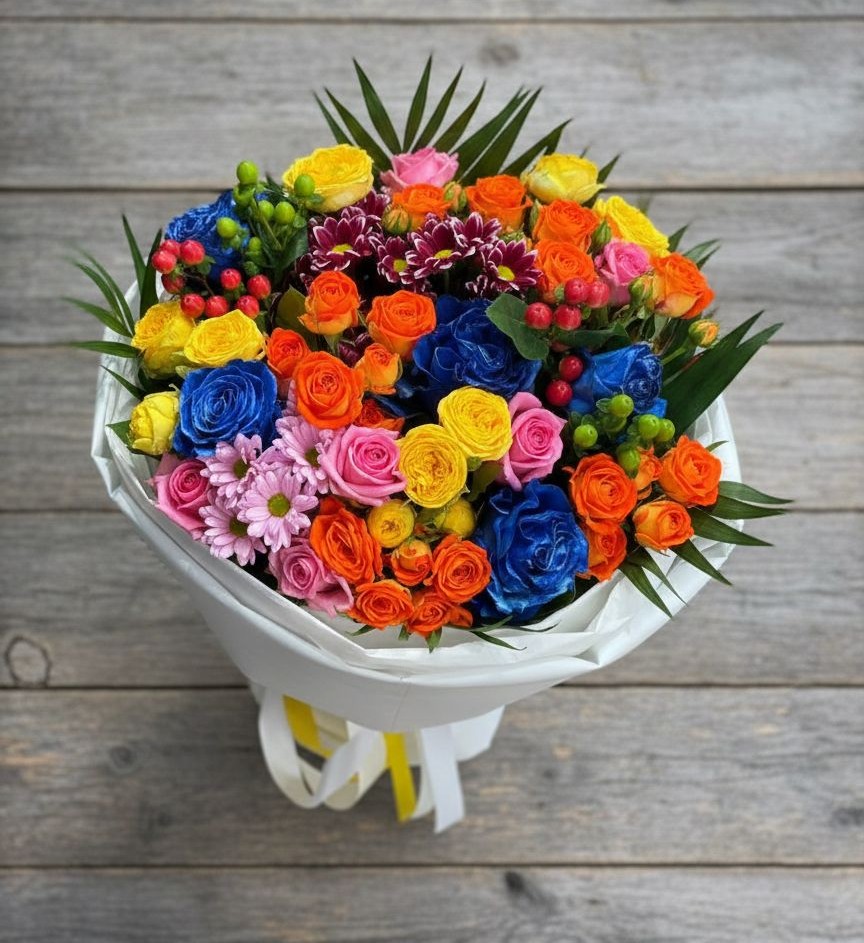 Букет цветов из: Розы и Хризантемы в Сергиевское