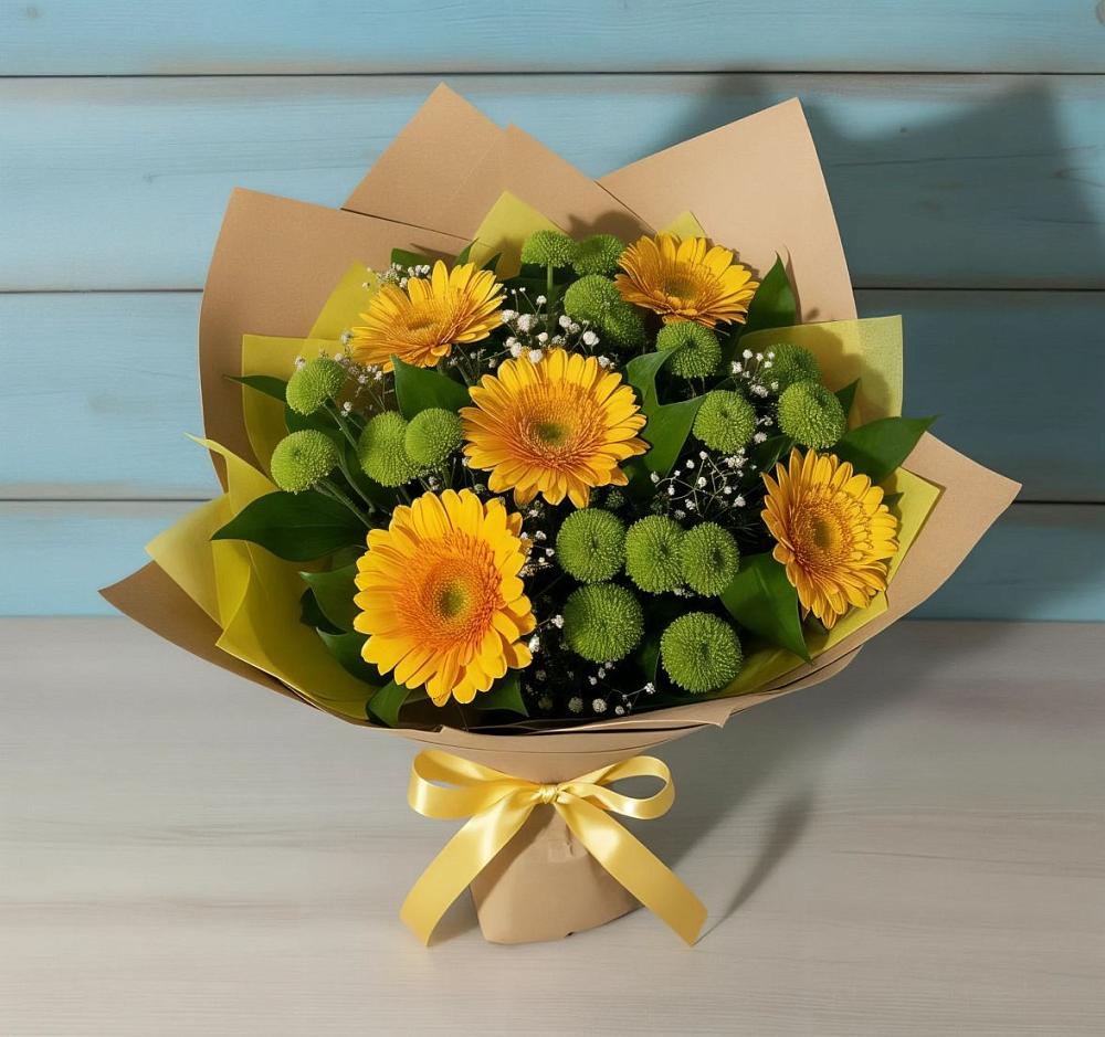 Букет цветов из: Герберы и Хризантемы в Сергиевское