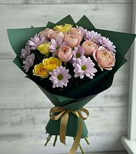 Букет цветов из:  Хризантемы и Розы #REPLACE_PRED# Сергиевское