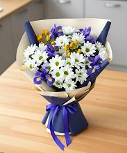 Букет цветов из:  Розы, Ирисы и Хризантемы #REPLACE_PRED# Сергиевское