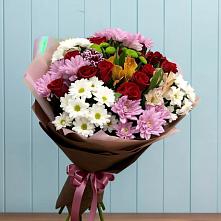 Букет цветов из:  Розы, Хризантемы и Альстромерии в Сергиевское