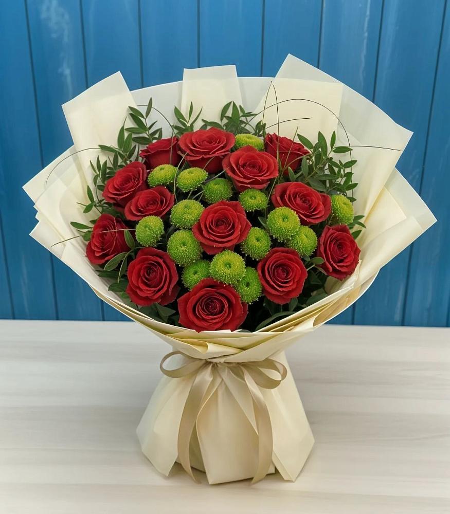 Букет цветов из: Розы и Хризантемы в Сергиевское